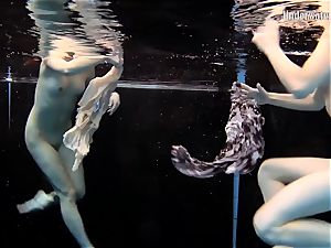 two femmes swim and get bare beautiful